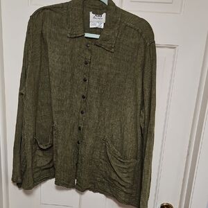 Flax Olive Textured Shirt Jacket